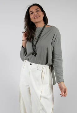 Moyuru Jumpers^Long Sleeve Top in Light Grey