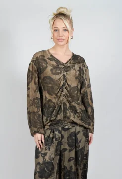 Sanctamuerte Tops^Long Sleeve Top in Tinto Freddo Green Tuscany