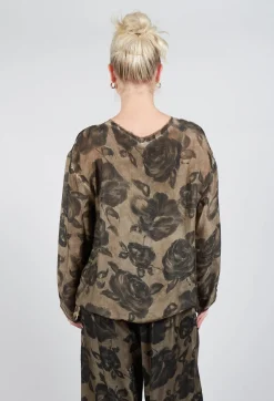 Sanctamuerte Tops^Long Sleeve Top in Tinto Freddo Green Tuscany