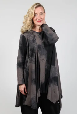 Moyuru Tops^Long Sleeve Top with Flared Hem in Brown