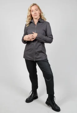 Anett Rostel Shirts & Blouses^Long Sleeved Blouse with Zip Detail in Grey