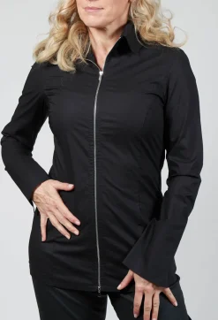 Anett Rostel Shirts & Blouses^Long Sleeved Blouse with Zip Detail in Black