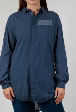 Umit Unal Shirts & Blouses^Long Sleeved Collared Top in Dusty Blue