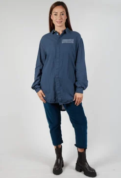 Umit Unal Shirts & Blouses^Long Sleeved Collared Top in Dusty Blue