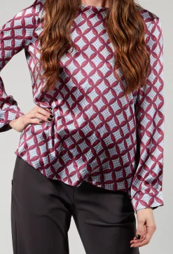Niù Shirts & Blouses^Long Sleeved Patterned Silk Blouse in Hibiscus