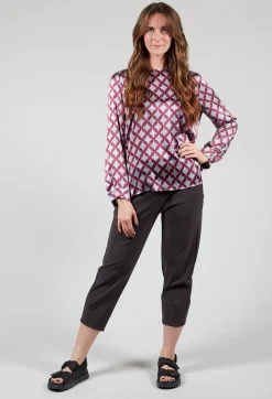 Niù Shirts & Blouses^Long Sleeved Patterned Silk Blouse in Hibiscus