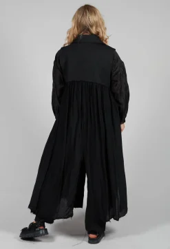 Sanctamuerte Coats^Long Sleeveless Coat in Contone and Viscosa Seta Nero