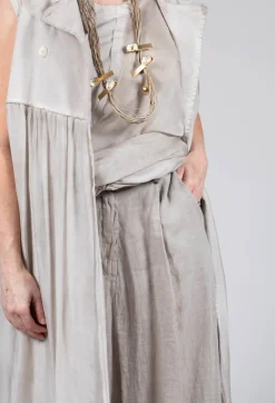 Sanctamuerte Coats^Long Sleeveless Coat in Contone and Viscosa Seta Desert