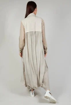 Sanctamuerte Coats^Long Sleeveless Coat in Contone and Viscosa Seta Desert