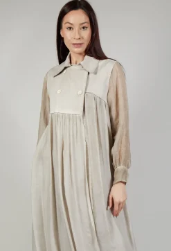 Sanctamuerte Coats^Long Sleeveless Coat in Contone and Viscosa Seta Desert