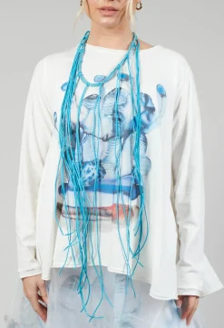 Bread and Butter Necklaces^Long String Choker in Blue