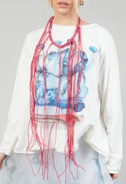 Bread and Butter Necklaces^Long String Choker in Fuschia