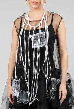 Bread and Butter Necklaces^Long String Choker in White