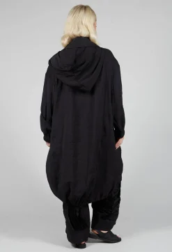 Tadashi Coats^Long Stripe Coat in Black