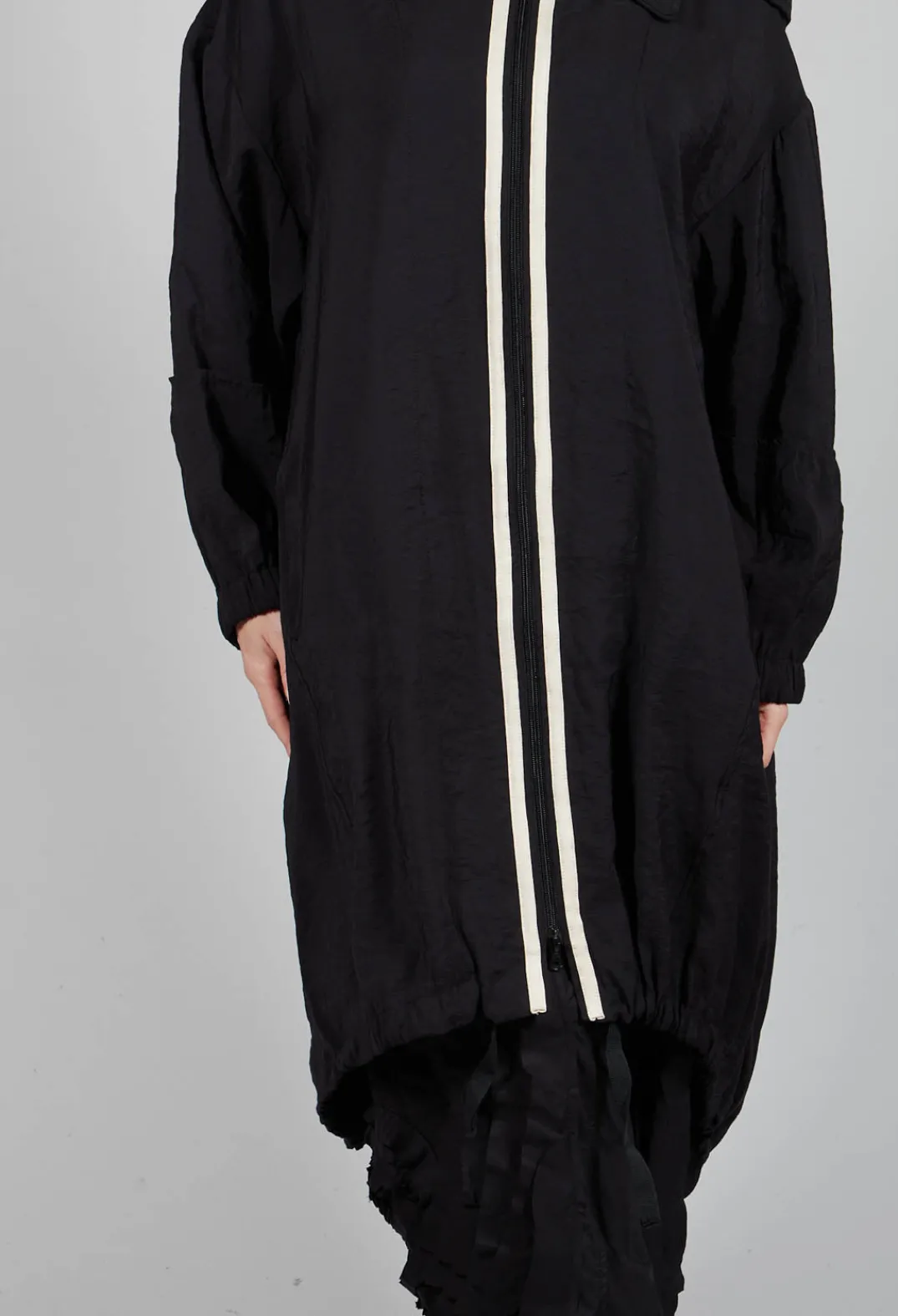 Tadashi Coats^Long Stripe Coat in Black