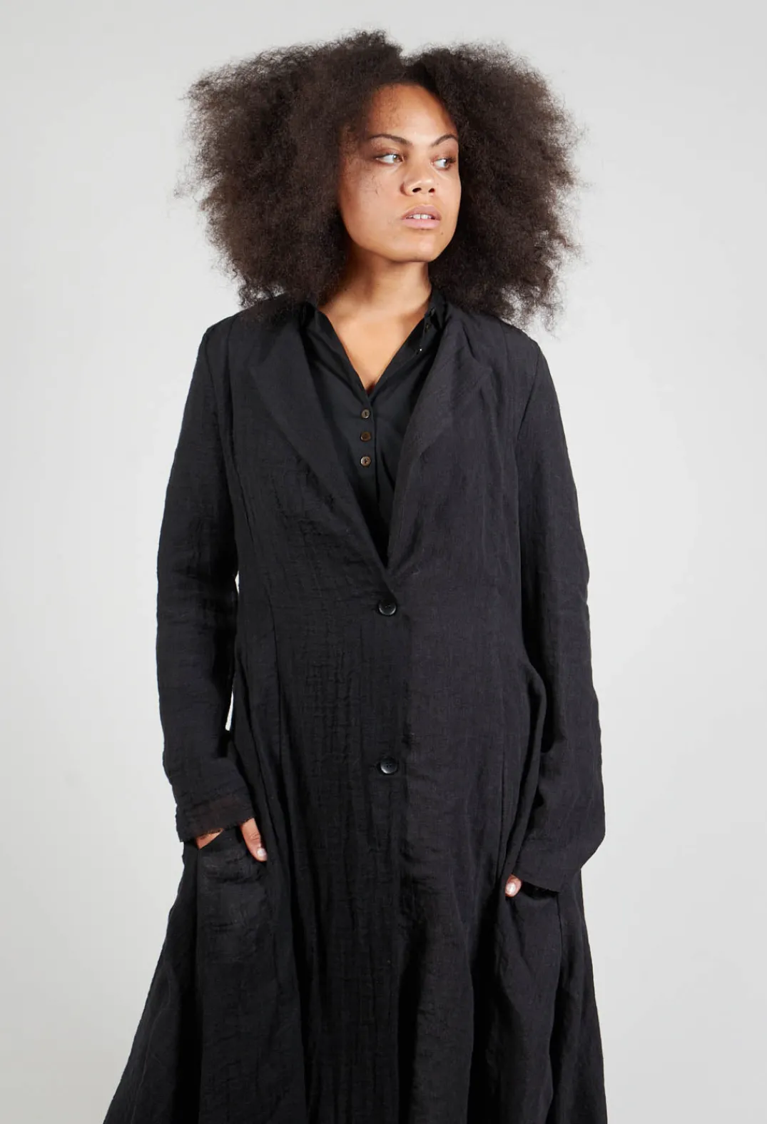 Marc Point Jackets^Long Textured Blazer in Black