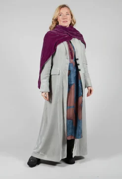 T.ba Coats^Long Velvet Coat in Pearl