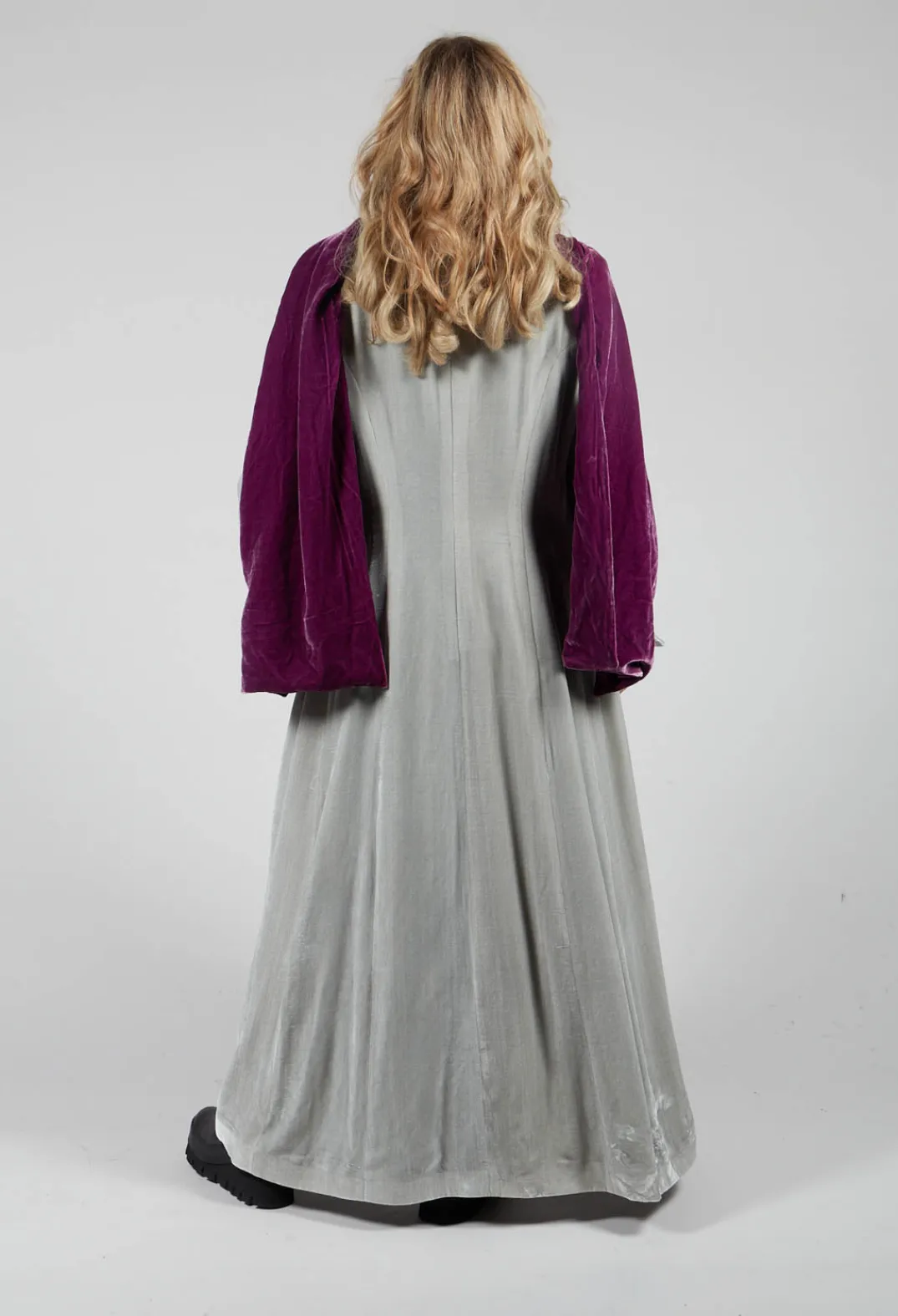 T.ba Coats^Long Velvet Coat in Pearl