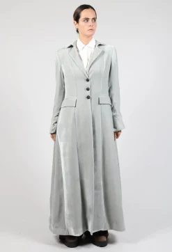 T.ba Coats^Long Velvet Coat in Pearl