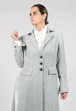T.ba Coats^Long Velvet Coat in Pearl