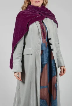 T.ba Coats^Long Velvet Coat in Pearl