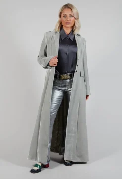 T.ba Coats^Long Velvet Coat in Pearl