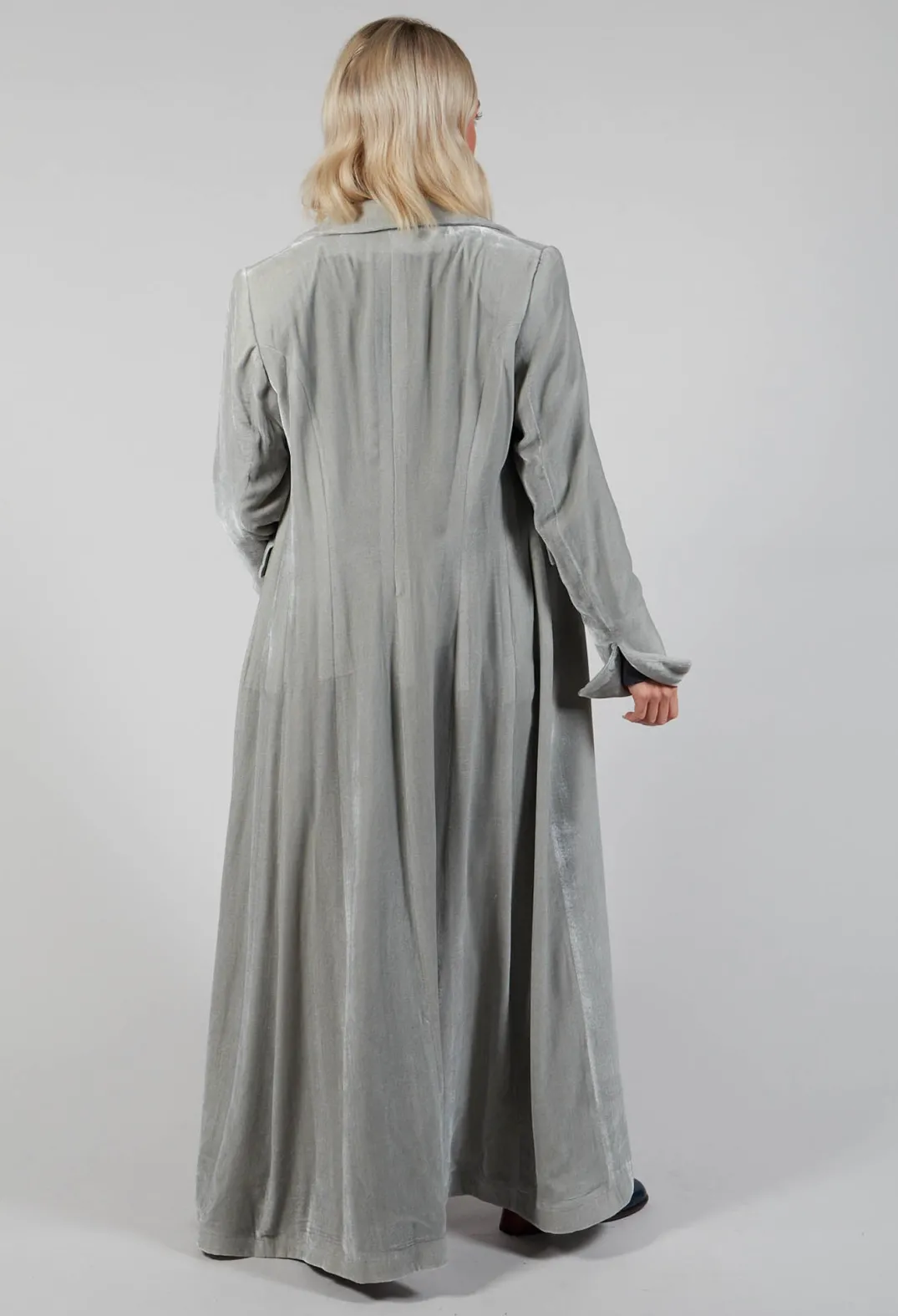 T.ba Coats^Long Velvet Coat in Pearl
