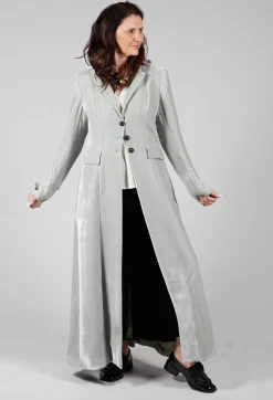 T.ba Coats^Long Velvet Coat in Pearl