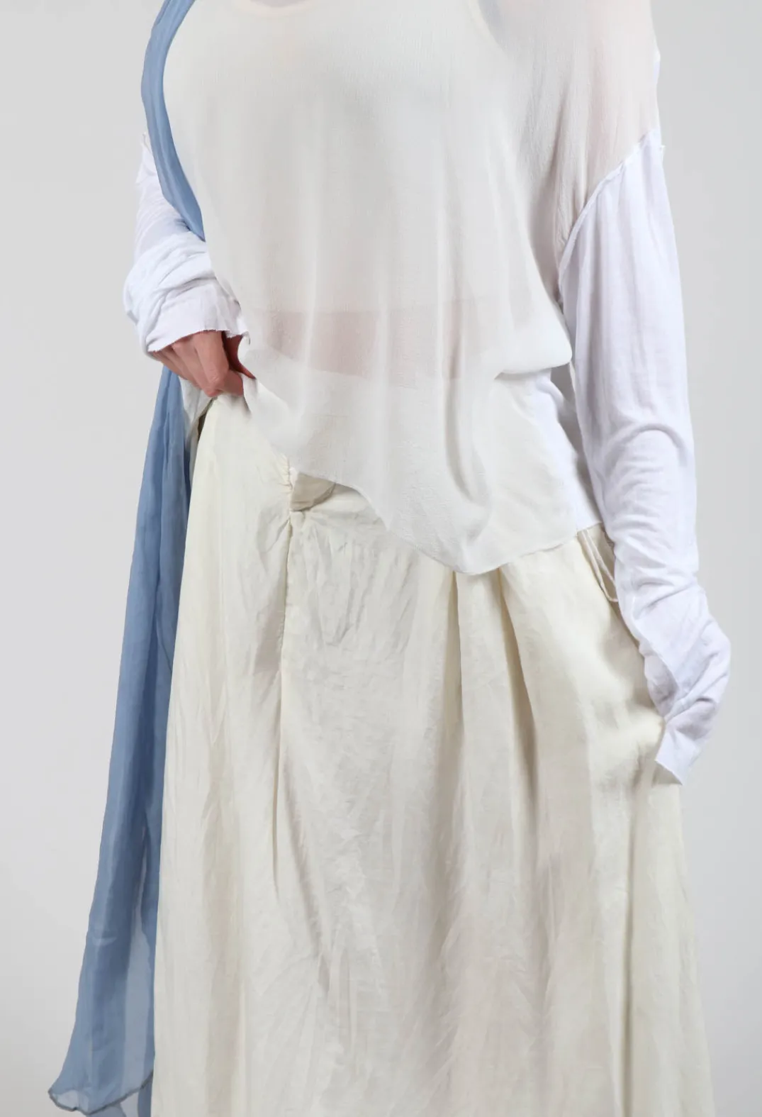 Umit Unal Skirts^Long Washed Silk Skirt in Ivory