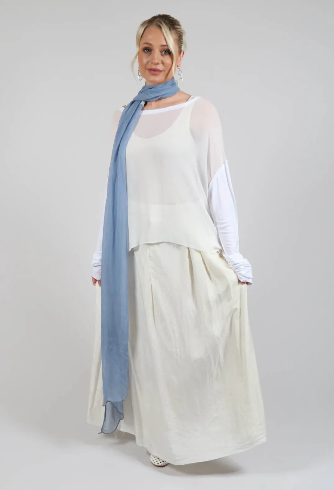 Umit Unal Skirts^Long Washed Silk Skirt in Ivory