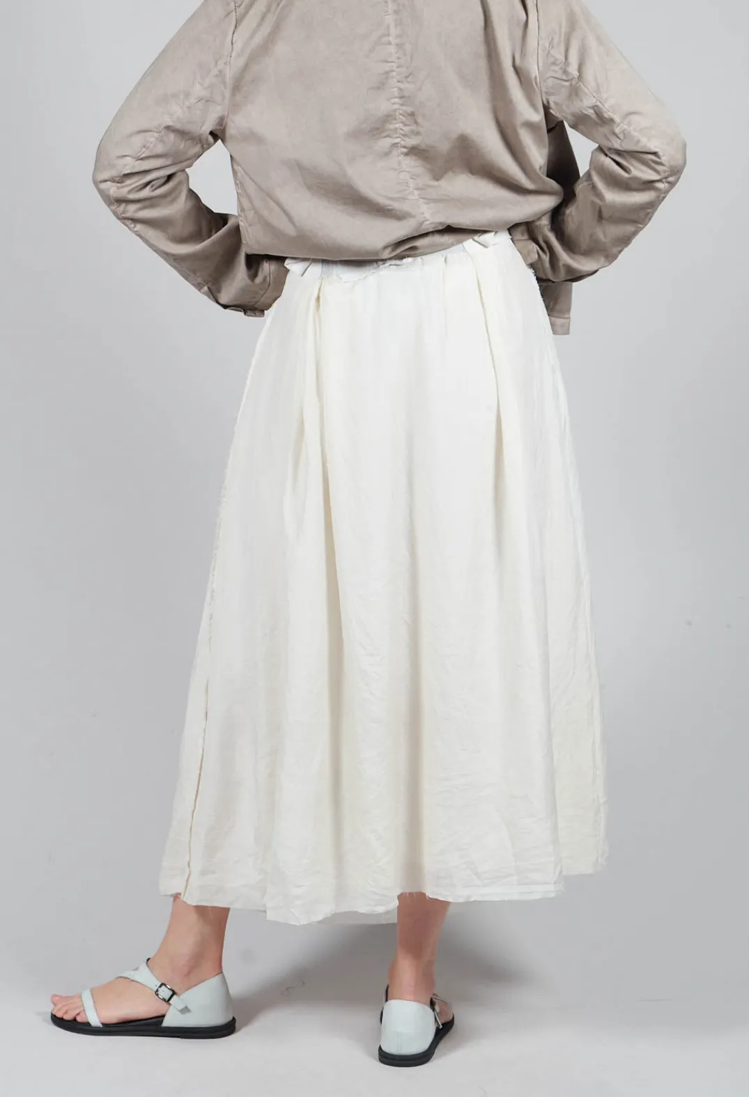 Umit Unal Skirts^Long Washed Silk Skirt in Ivory
