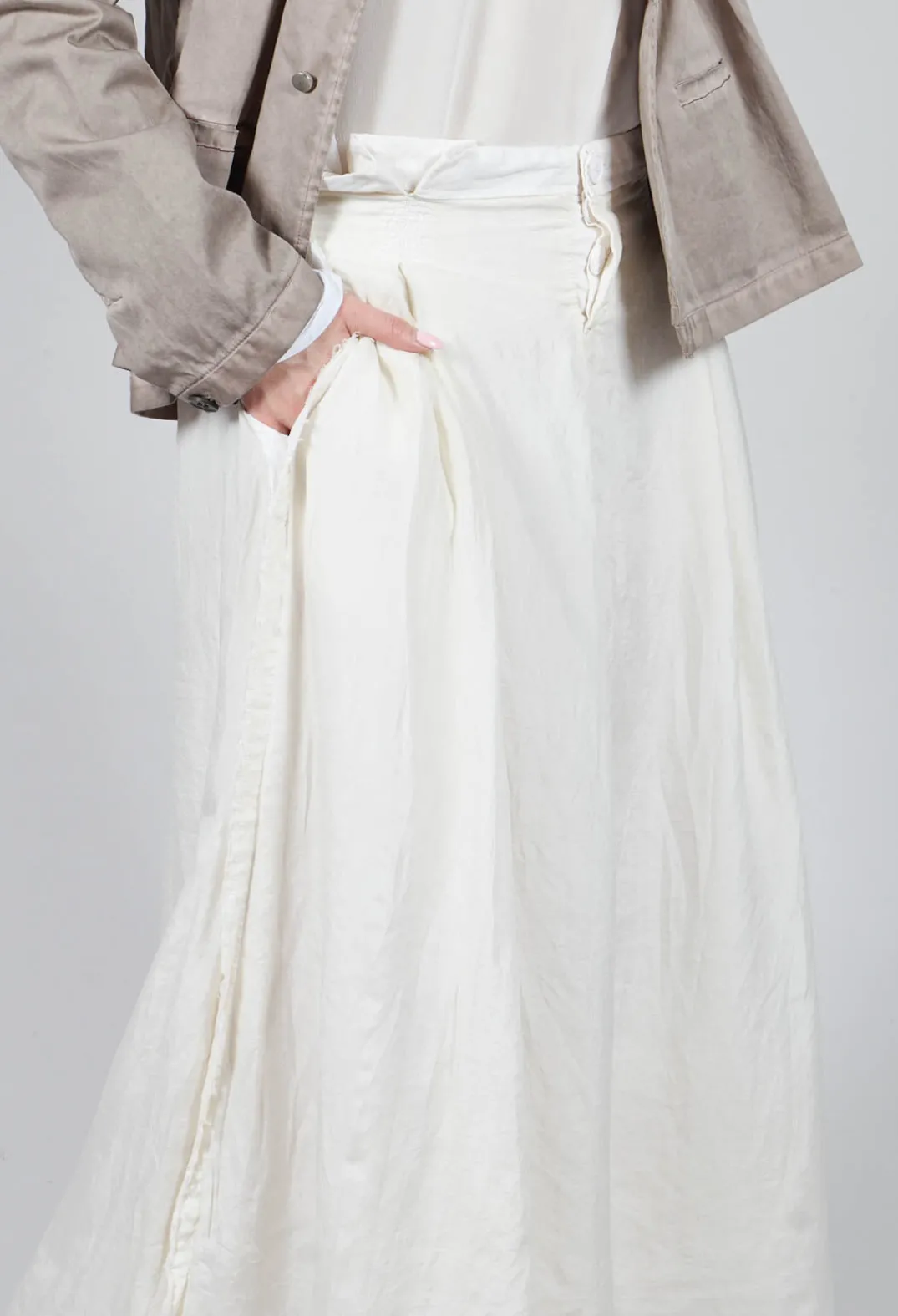 Umit Unal Skirts^Long Washed Silk Skirt in Ivory
