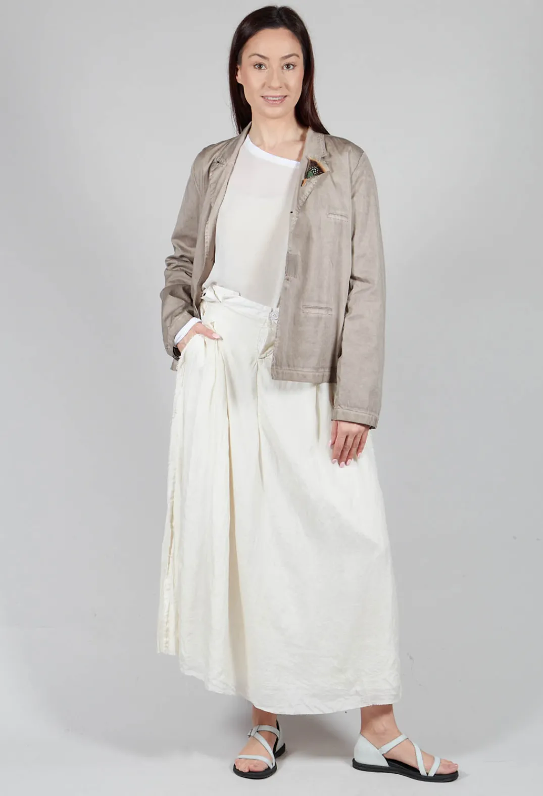 Umit Unal Skirts^Long Washed Silk Skirt in Ivory