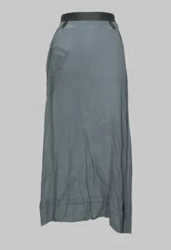 Umit Unal Skirts^Long Washed Silk Skirt with Patch Pocket Detail in Grey