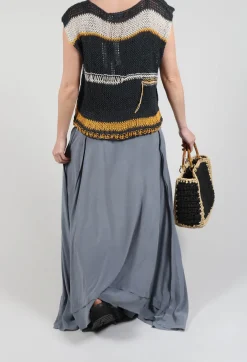 Umit Unal Skirts^Long Washed Silk Skirt with Patch Pocket Detail in Grey