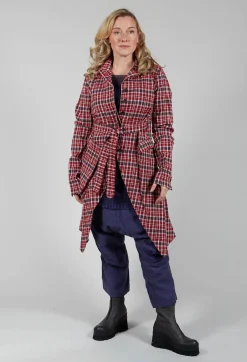 Rundholz Mainline Coats^Longline Belted Coat in Fraise Check
