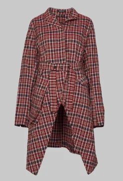 Rundholz Mainline Coats^Longline Belted Coat in Fraise Check