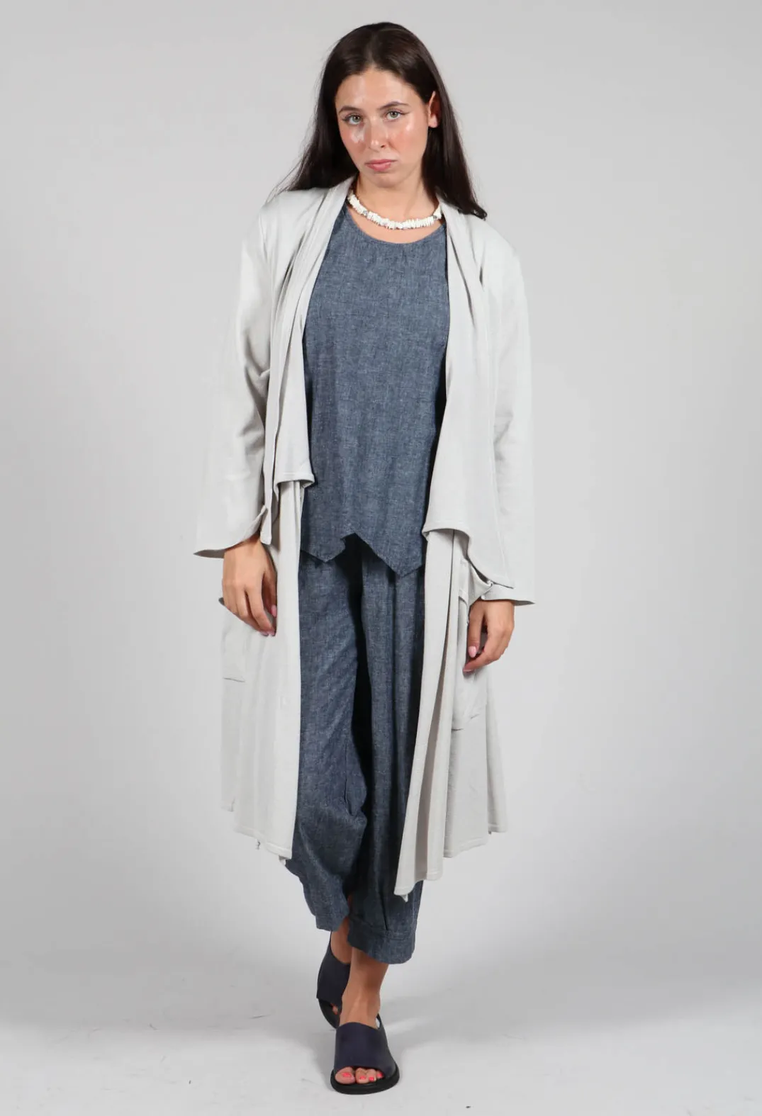Philomena Christ Cardigans^Longline Cardigan with Pockets in Silver