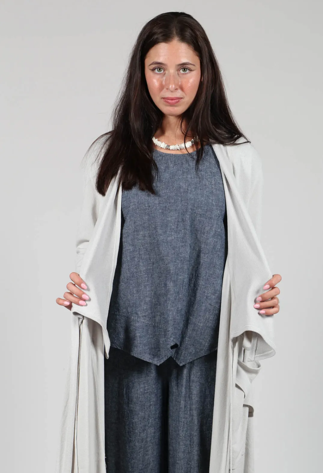 Philomena Christ Cardigans^Longline Cardigan with Pockets in Silver