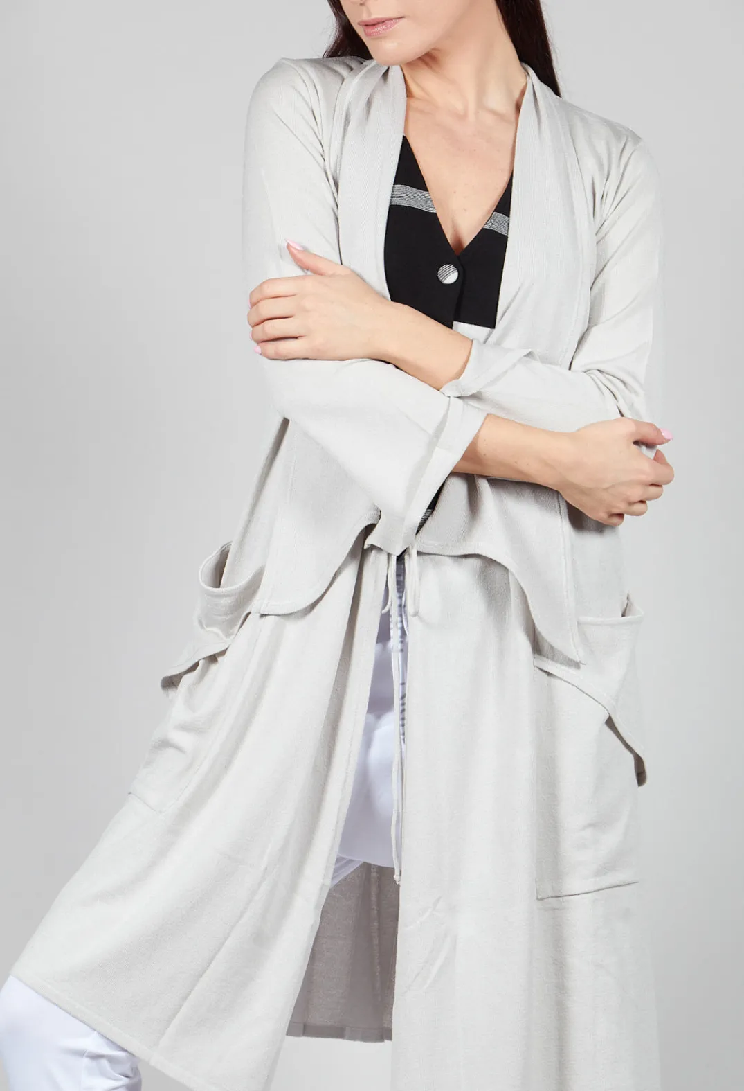 Philomena Christ Cardigans^Longline Cardigan with Pockets in Silver
