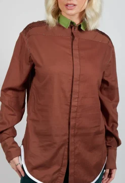 Umit Unal Shirts & Blouses^Longline Cotton Shirt in Brown