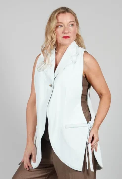 Malloni Tops^Longline Denim Waistcoat in Bleu Baby