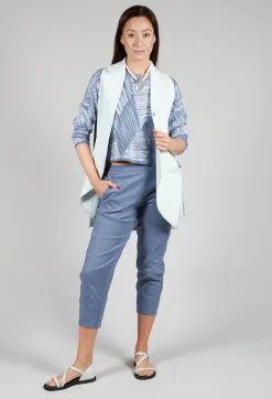Malloni Tops^Longline Denim Waistcoat in Bleu Baby