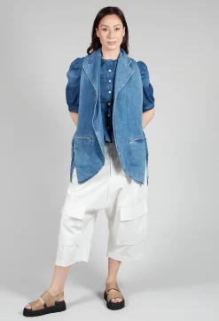 Malloni Tops^Longline Denim Waistcoat in Celeste