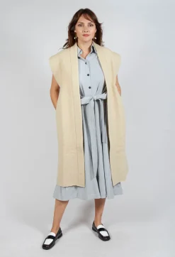 SOH Coats^Longline Gilet in Buttermilk