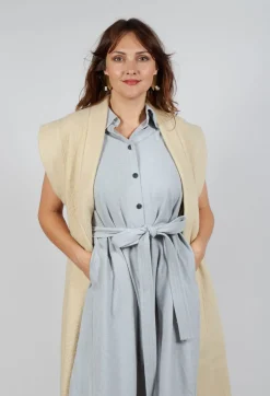 SOH Coats^Longline Gilet in Buttermilk