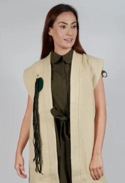 SOH Coats^Longline Gilet in Buttermilk