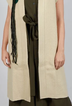 SOH Coats^Longline Gilet in Buttermilk