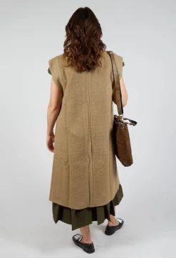 SOH Coats^Longline Gilet in Camel