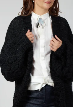 Umit Unal Cardigans^Longline Hand Knitted Cardigan in Black